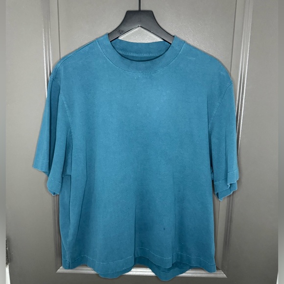 🔥🔥🔥 Abercrombie & Fitch Men’s Premium Cropped Essentials T-shirt | L | Teal - Picture 1 of 11